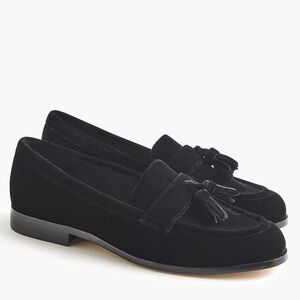 NIB J. Crew Black Suede Tassel Loafers